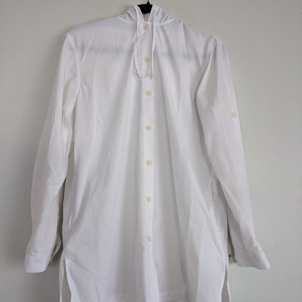 Coolibar Lightweight Jacket Top UPF 50+ White Size Medium Roll Tab Sleeves Women
